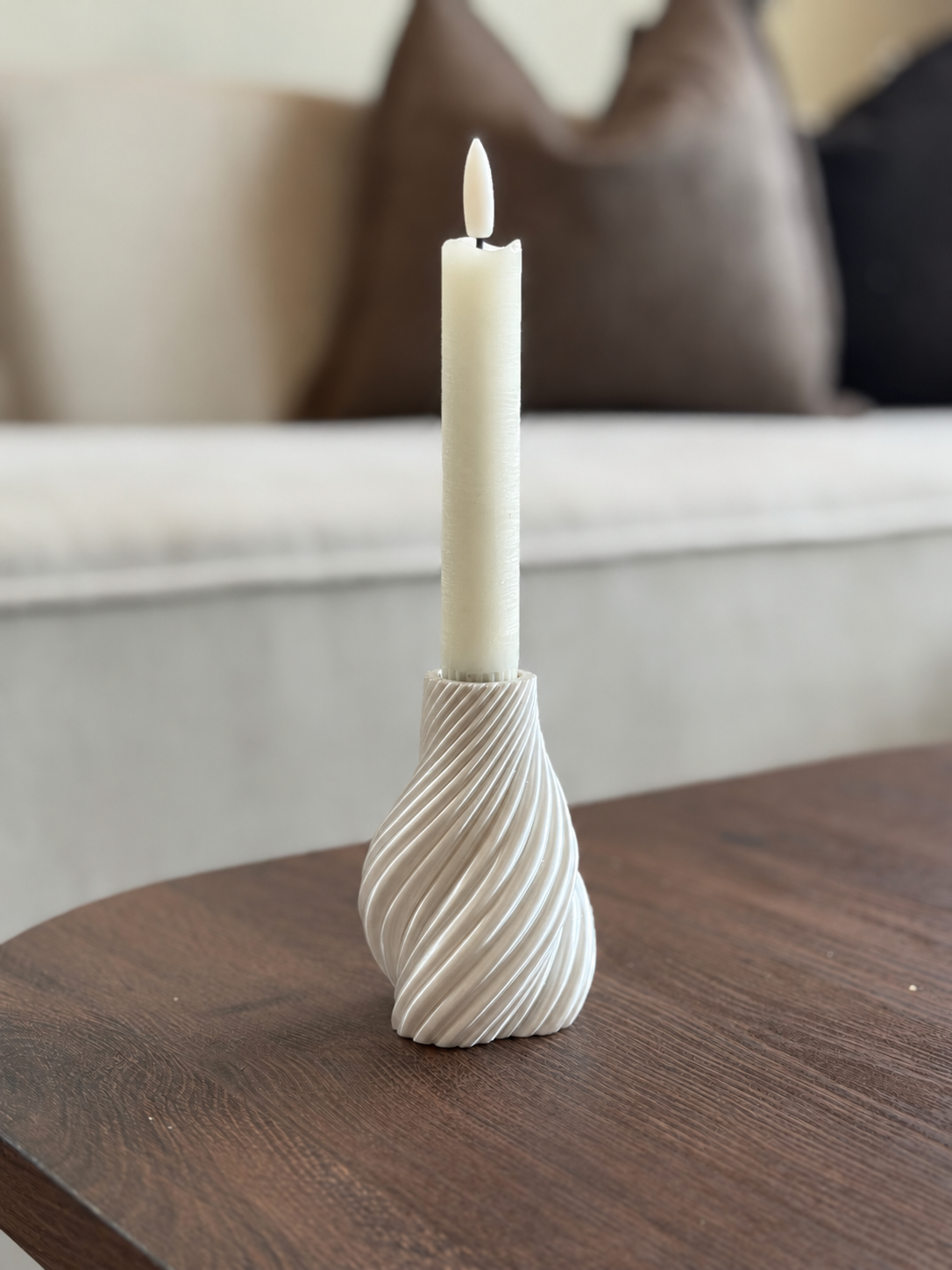 Opal Kronelysholder Metallic Høy i hvit