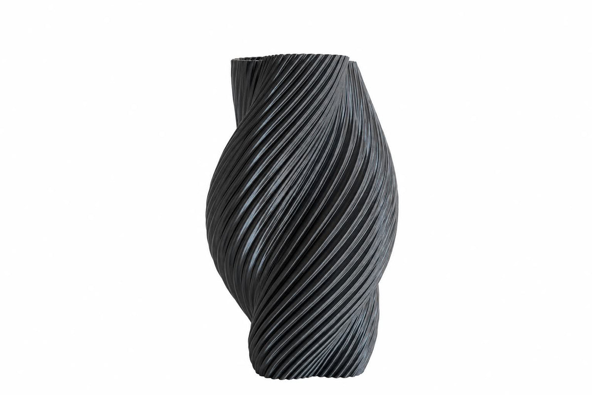 Opal vase i grå silke med metallisk glans