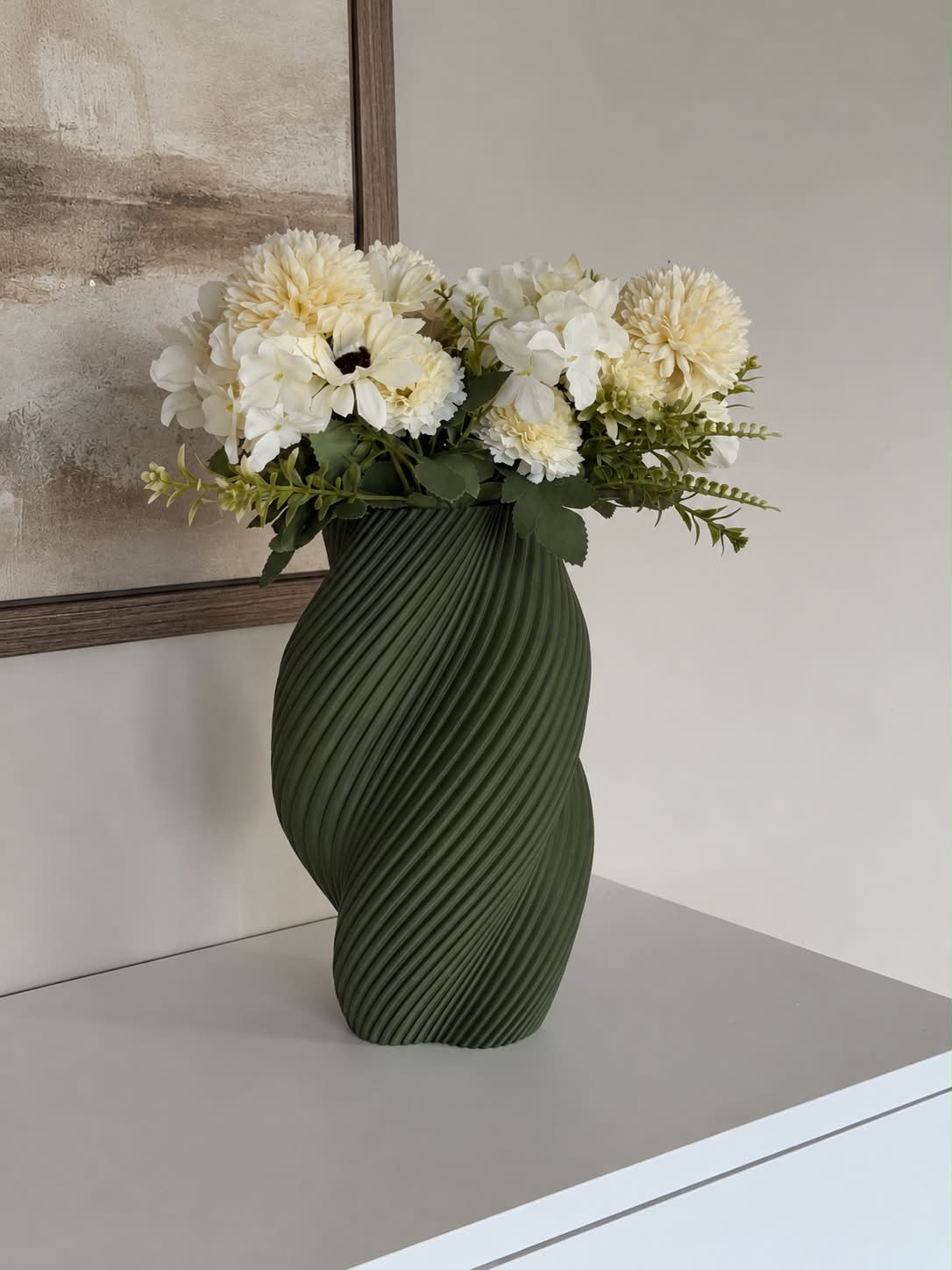 Opal vase 25 cm i matt grønn